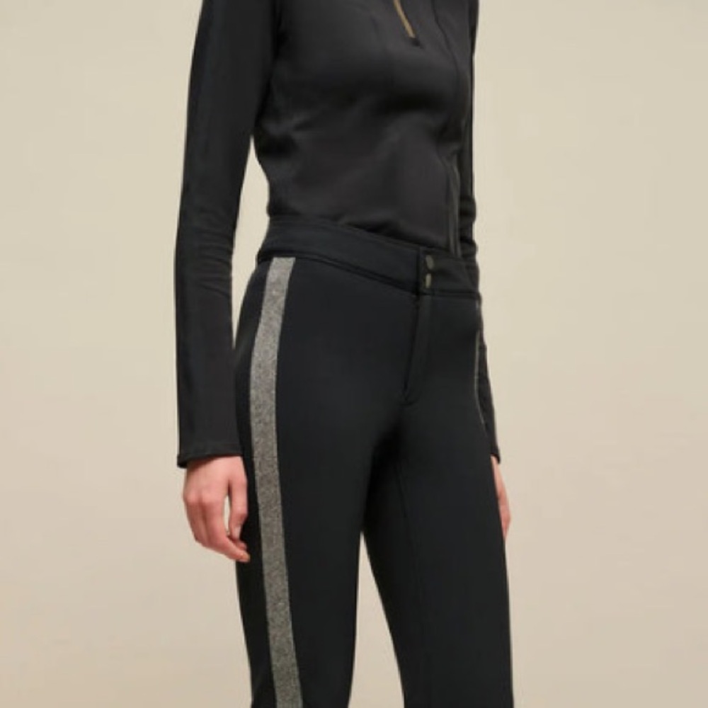 FRAUENSCHUH Kadira Austrian Stirrup Ski Pants Black/Charcoal Stripe Sz US XS/4